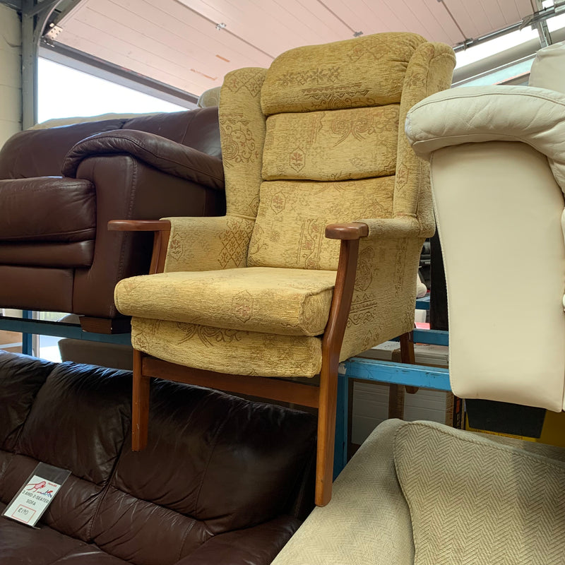 High back armchair