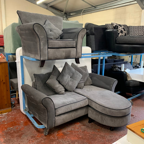 L shaped sofa and armchair