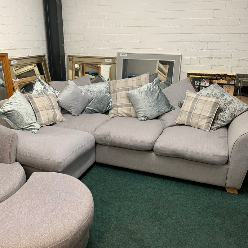 Corner sofa with chair and footstool