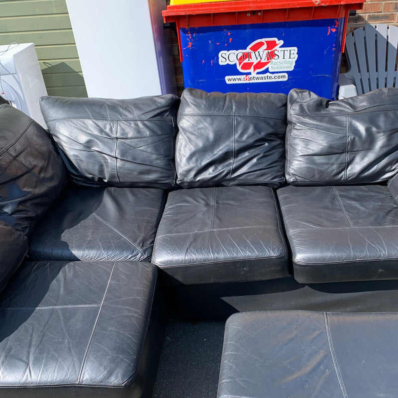 Corner sofa and footstool