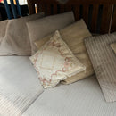 2x 3 seater sofas with footstool