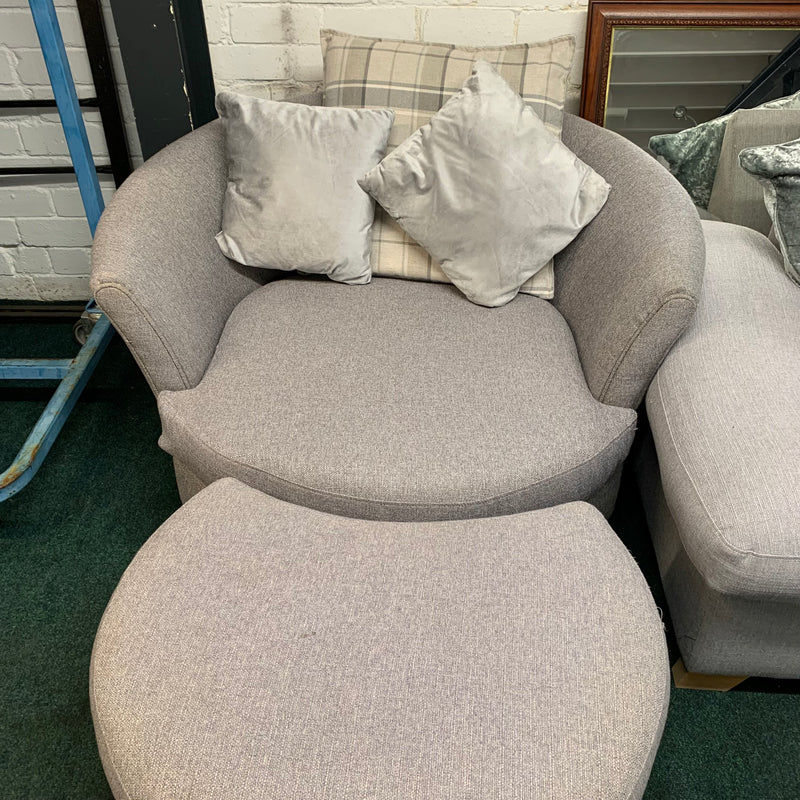 Corner sofa with chair and footstool