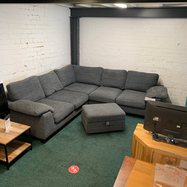 Corner sofa and footstool