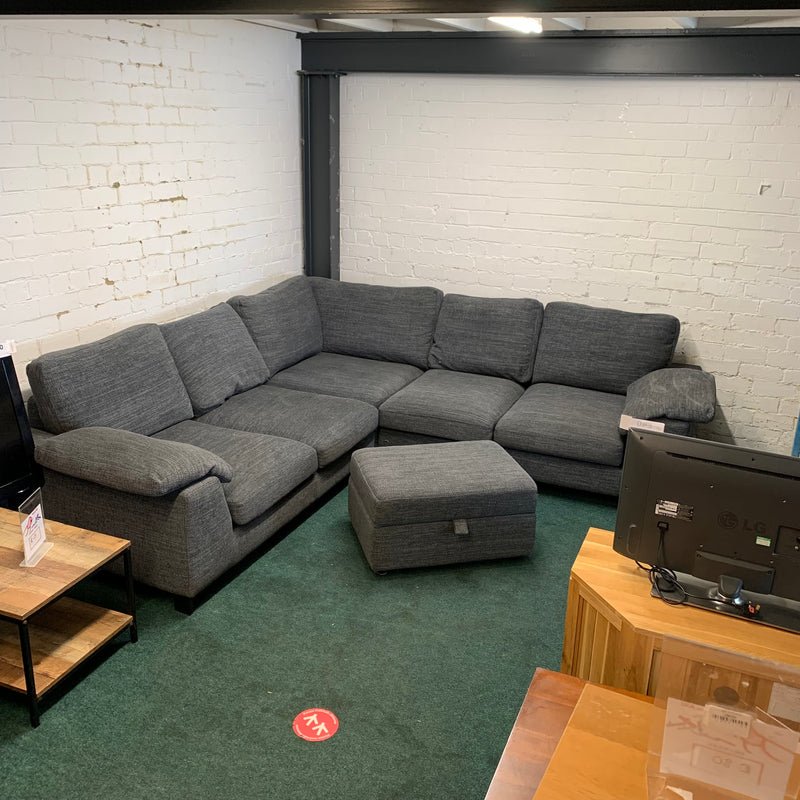 Corner sofa and footstool