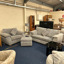 2 seater sofa and cuddle chair with footstool