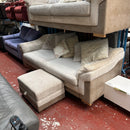 2x 3 seater sofas with footstool