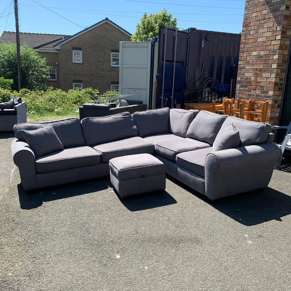 Corner sofa and footstool