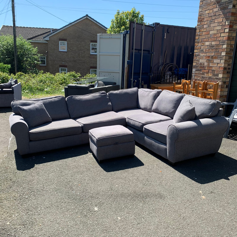 Corner sofa and footstool