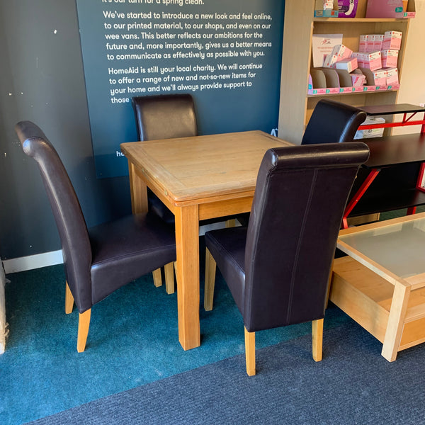 Extending table and chairs