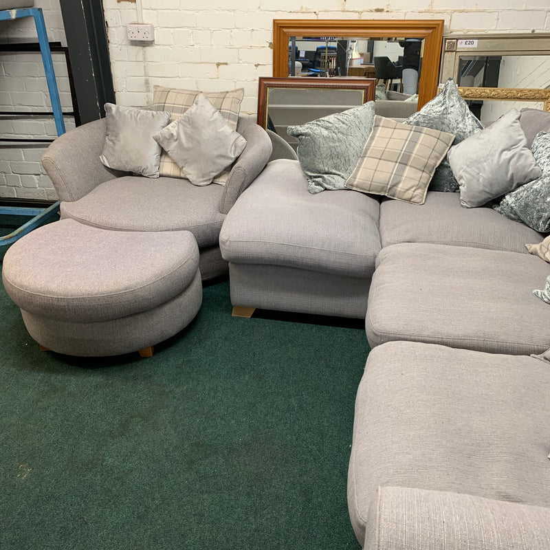 Corner sofa with chair and footstool