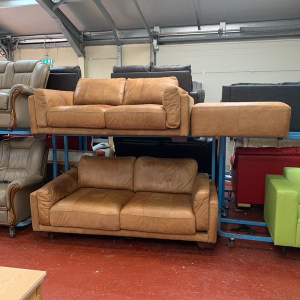 2 and 3 seater sofas with footstool