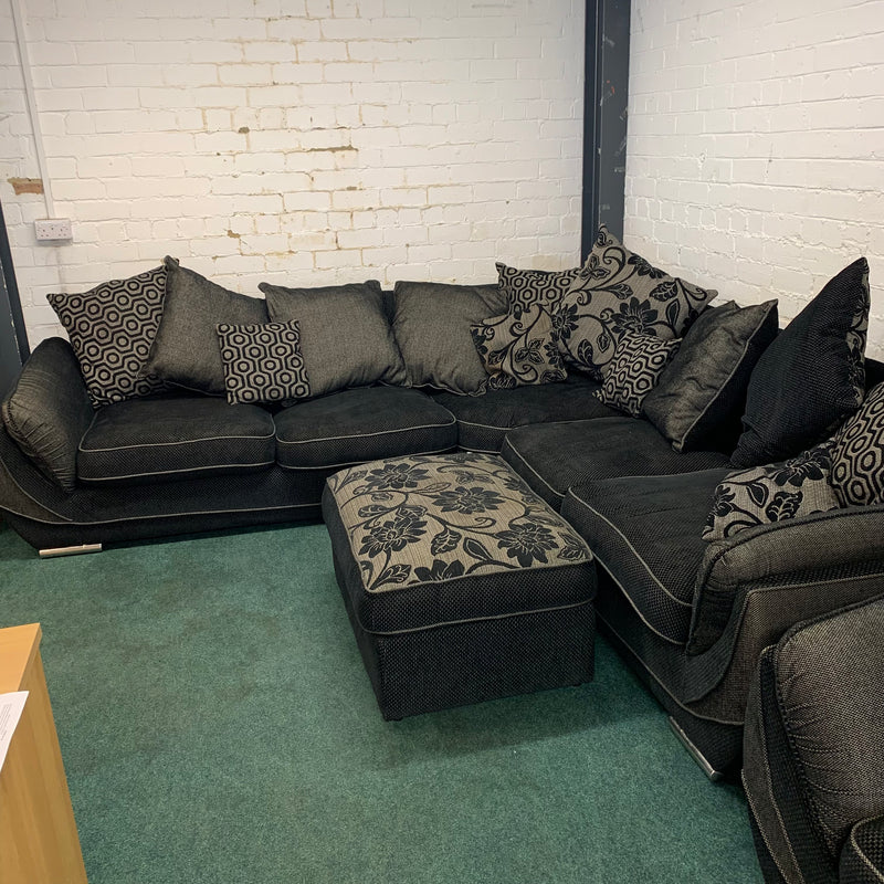 Corner sofa with armchair and footstool