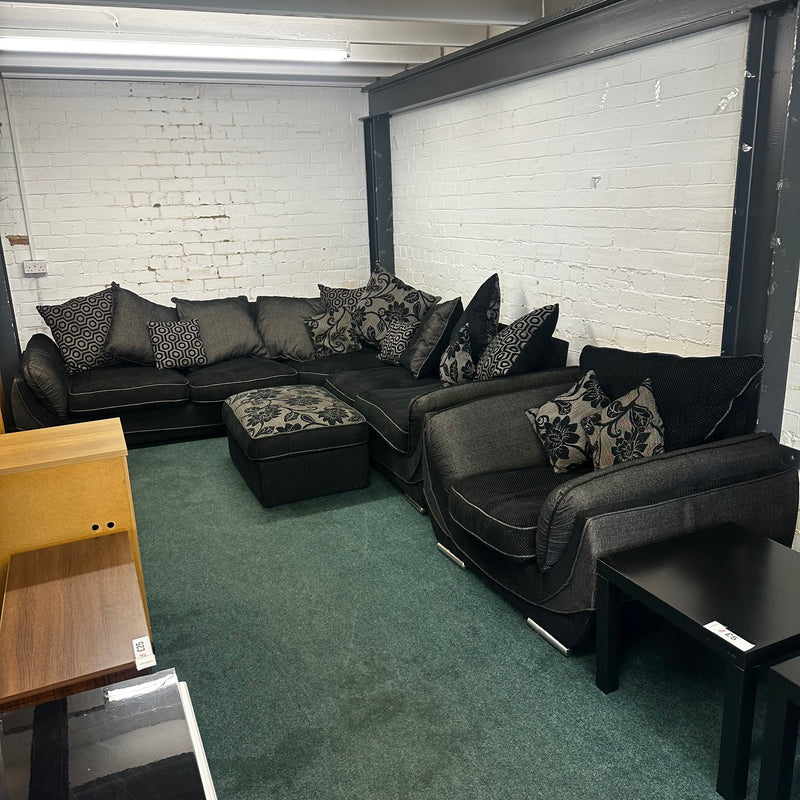 Corner sofa with armchair and footstool