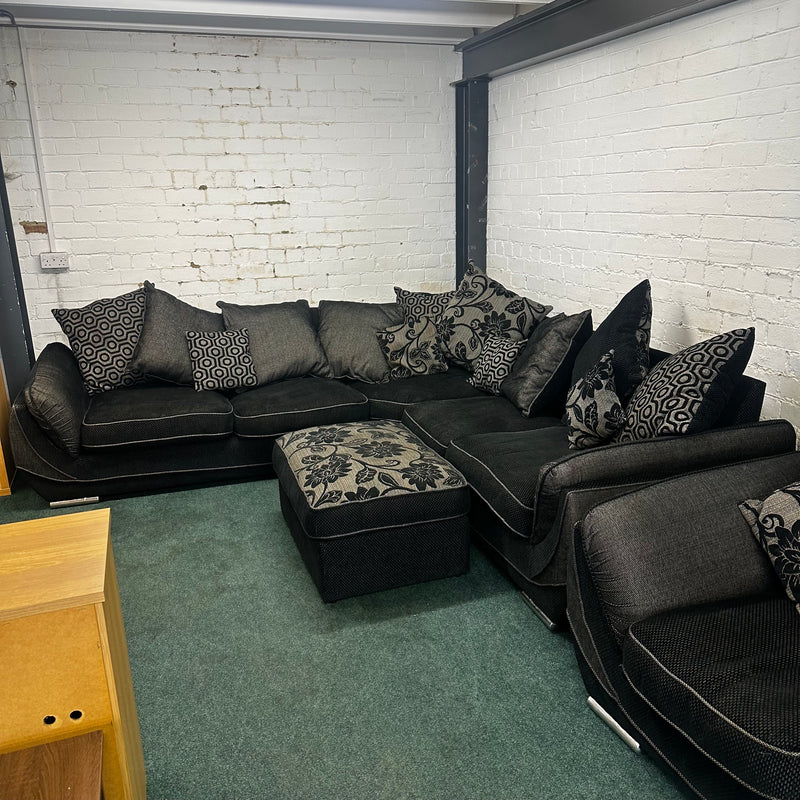 Corner sofa with armchair and footstool