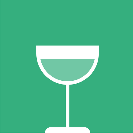 Green illustration of a wine glass containing wine
